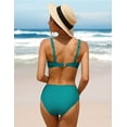 thumbnail image 4 of Attraco Women Twist High Waisted Bikini Swimwear Two Piece Ruched Tummy Control Swimsuit, 4 of 6