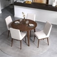 thumbnail image 2 of Allora 5-Piece Mid-Century Modern Dining Set w/ 4 Fabric dining chairs in Beige, 2 of 6