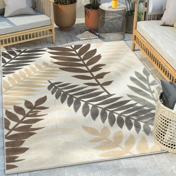 Well Woven Dorado Mariah Modern Floral Ivory Indoor/ Outdoor High-Low Pile 5'3" x 7'3" Area Rug