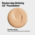 thumbnail image 3 of Revlon Age Defying 3X Makeup Foundation, Firming, Lifting and Anti-Aging Medium, Buildable Coverage with Natural Finish SPF 20, 045 Warm Beige, 1 fl oz, 3 of 6