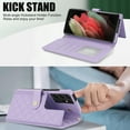 thumbnail image 4 of Compatible with Samsung Galaxy S21 Ultra Litchi Texture PU Leather Case with Card Holder Wrist Strap, Wallet Flip Cover for Galaxy S21 Ultra Men/Women Crossbody Strap RFID Blocking Kickstand, Purple, 4 of 9