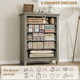 thumbnail image 5 of 5 Dresser for Bedroom, 41.3" Tall Vertical Drawer Dresser with Large Storage, Freestanding Wooden Closet Chest for Bedroom, Living Room, Grey, 5 of 6