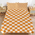 thumbnail image 6 of 3 Pcs Soft Bedding Set, Includes 1 Duvet Cover with Zipper And 2 Pillow Shams,Orange And White Check Queen(90"×90"), 6 of 8