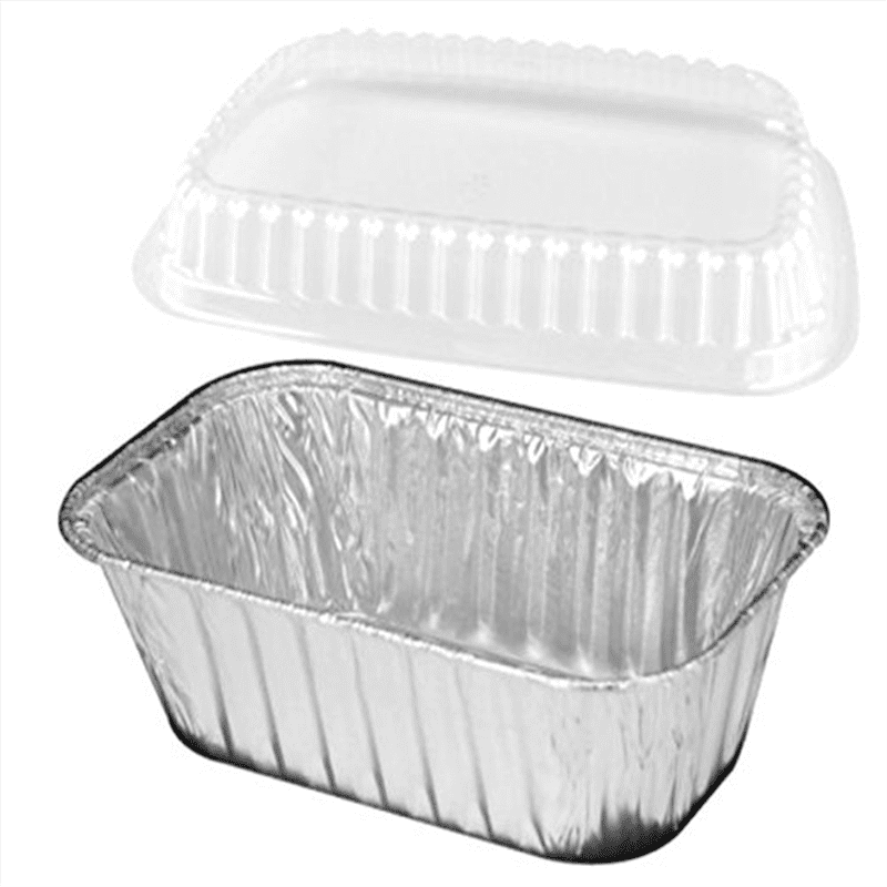 Aluminum Foil Mini-Loaf/Bread Baking Pan w/Clear Low Dome Lid Pack of 50 Sets Handi-Foil 1 lb 