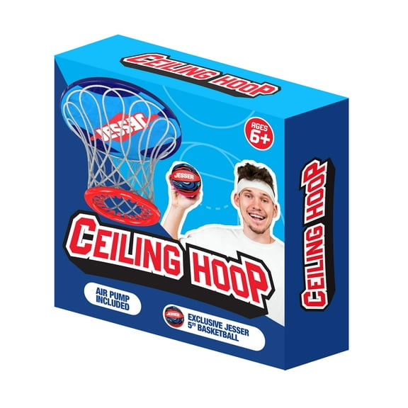 Jesser Ceiling Hoop, Shoot Hoops from your Couch or Bed, Includes 2 5" Exclusive Basketballs