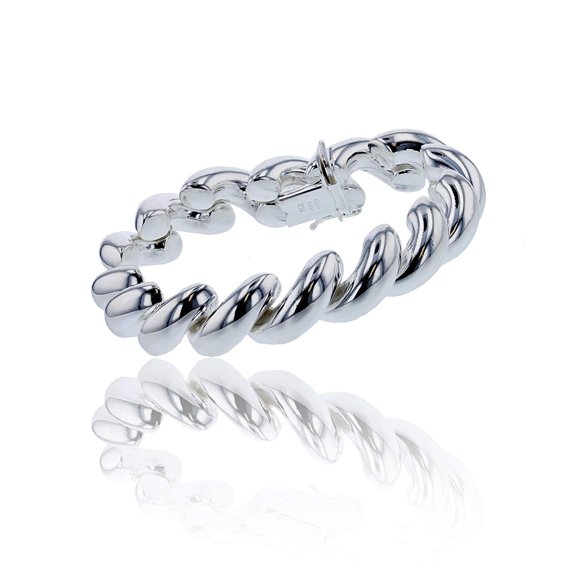 Decadence Sterling Silver Silver-Plated 350 Gauge 15.00mm 8" San Marco Bracelet