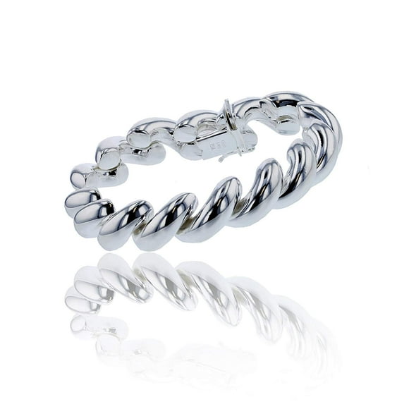 Decadence Sterling Silver Silver-Plated 350 Gauge 15.00mm 8" San Marco Bracelet