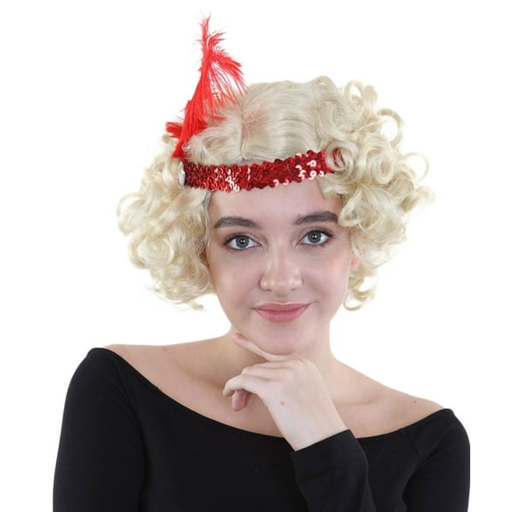 Hollywood Feather Flapper Womens Wig | Blond Character Cosplay Halloween Wig | Premium Breathable Capless Cap