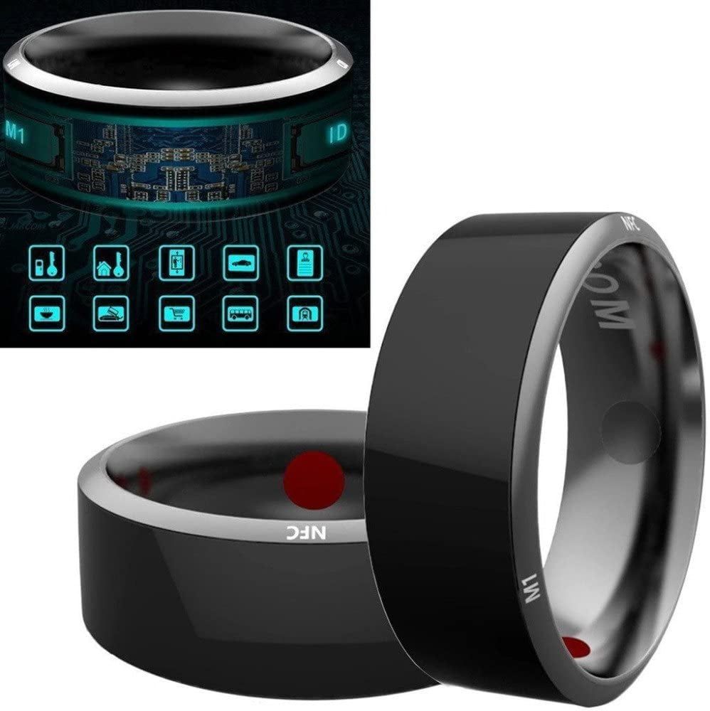 Smart Ring Waterproof for NFC Electronics Mobile Phone Android Smartphone 9, White Wearable Magic App Enabled Rings Intelligent Devices 
