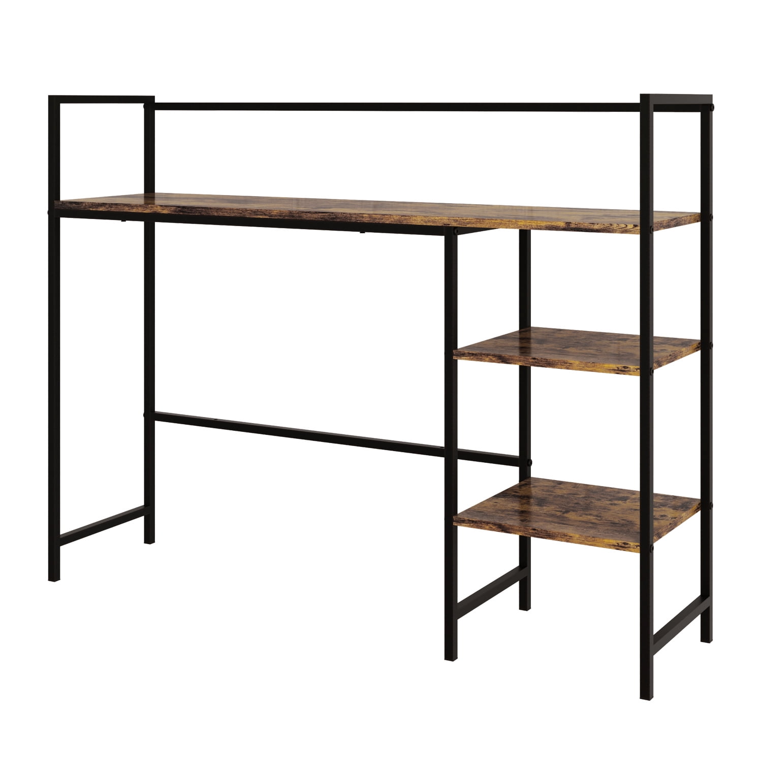 LENLN Desk Shelf 38.2" Desktop Organizer Shelf 4 Tier Desk Display Rack Desk Hutch for Computer Monitor Wood Desktop Bookshelf Storage Rack for Home Office Dorm