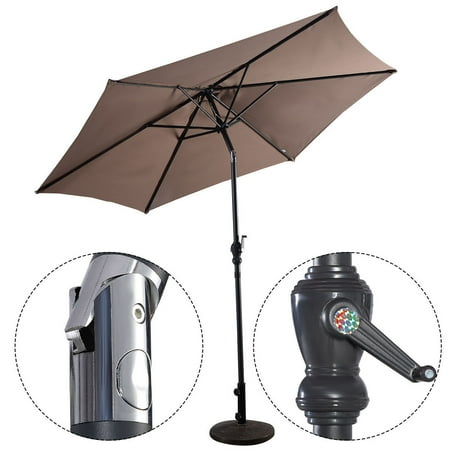 Costway 9ft Patio Umbrella Market Steel Tilt W Crank Outdoor Costway 9ft Patio Umbrella Market Steel Tilt W Crank Outdoor Yard Garden Tan