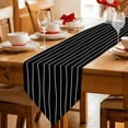 thumbnail image 2 of Black Striped Table Runner Linen Burlap Table Runner 72 Inches Long Modern Minimalist Boho Stripes Dresser Scarves for Kitchen Island Coffee Dining Room Party Wedding Holiday Decoration 13"x72", 2 of 8