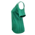 thumbnail image 5 of MIXUE Boho Tops For Women Summer Striped Print Solid Color V Neck Off Shoulder Short Sleeve Sexy Fashion Tee Shirts Sportswear,Green,M, 5 of 6