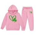 thumbnail image 4 of Zylarhe Girls Boys Sweatshirt Girls Long Sleeve Hoodie Pullover and Pants Set Warm Solid Color Sweat Suit Outfits for Toddler Kids Pink 12-13 Years, 4 of 4