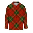 thumbnail image 5 of Christmas Plaid Shirts For Women Lapel Button Down Cute Xmas Graphic Print Tops Casual Loose Holiday Blouse (XXL, Red-A), 5 of 7
