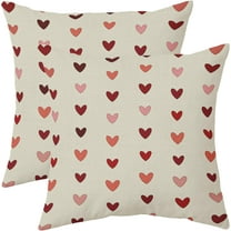 Valentines Pillow Covers 16x16 Set of 2 Valentine''s Day Red Pink Love Heart Stripe Decorative Outdoor Throw Pillows Farmhouse Holiday Valentine Decor Pillowcases Cushion Cases for Sofa Couch Bed