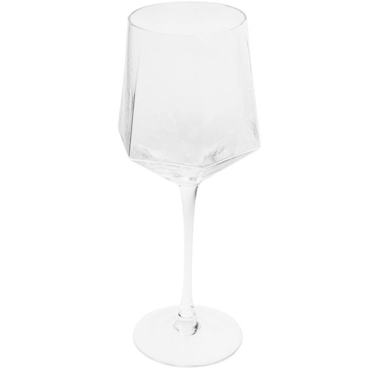 Wine Glasses Set of 6 - Long Stem Crystal Hexagon Shaped Wine Glass Set -  Large, Beveled, Diamond Shape Sides Lets Wines Breathe