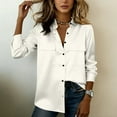 thumbnail image 6 of qucoqpe Satin Shirts for Women Long Sleeve Lapel Button Down Blouse Casual Fashion Dressy Tops, 6 of 8