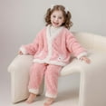 thumbnail image 2 of REDARER Flannel Pajama Set, Lined Long Sleeve Top and Pants, Cozy Winter Loungewear with Embroidery for Kids,Size:6-7 Years, 2 of 9