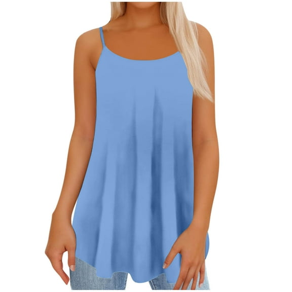 Long Vest,Flowy Tank Top for Women,Loose Cami,Pleated Dressy Swing Spaghetti Strap Camisole
