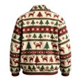 thumbnail image 5 of Sorvello Men's Boho Corduroy Christmas Pixel Print Full Zip Jacket Long Sleeve Loose Fit Collared Coat Top Winter Outerwear with Pockets for Men 2026 Vermilion XL, 5 of 5