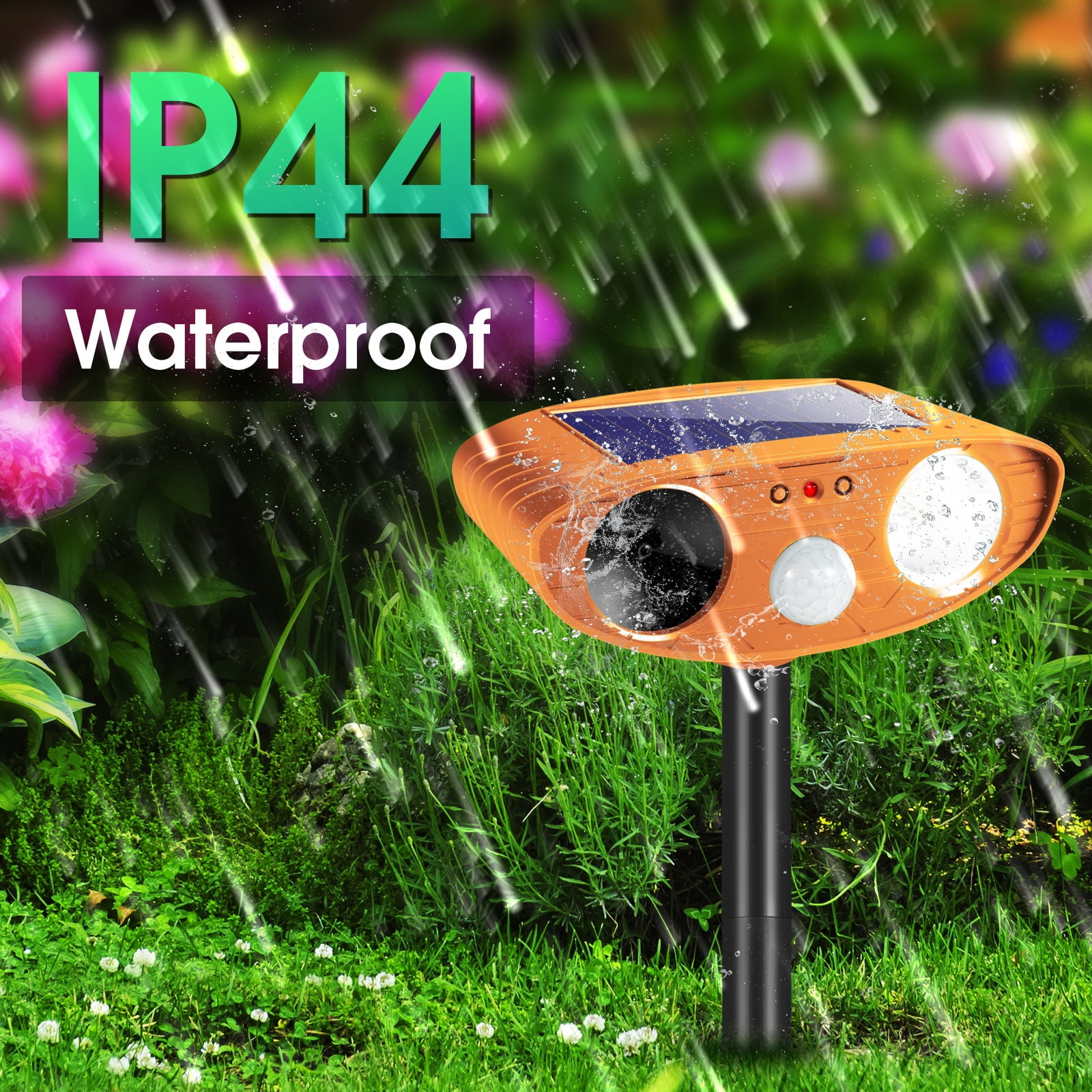 SolarAnimal Repellent with Motion Detection, Waterproof Ultrasonic Technology for Cats, Rabbits, Deer, Raccoons, and Skunks - Yard, Garden, Farm Protector