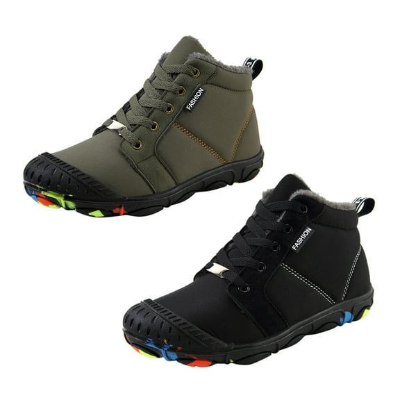 Kids Outdoor Cotton-padded Shoes Winter Warm Boots Wear-resistant Camouflage Sole Snow Boots (Black 36)