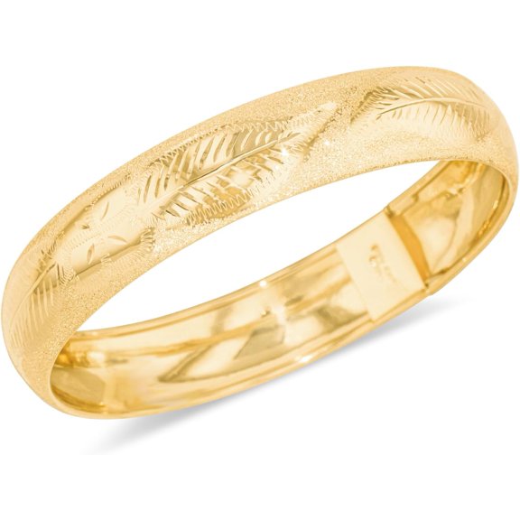 Floreo 10k Yellow Gold 12mm Lattice Satin Finish Textured Flex Bangle Bracelet