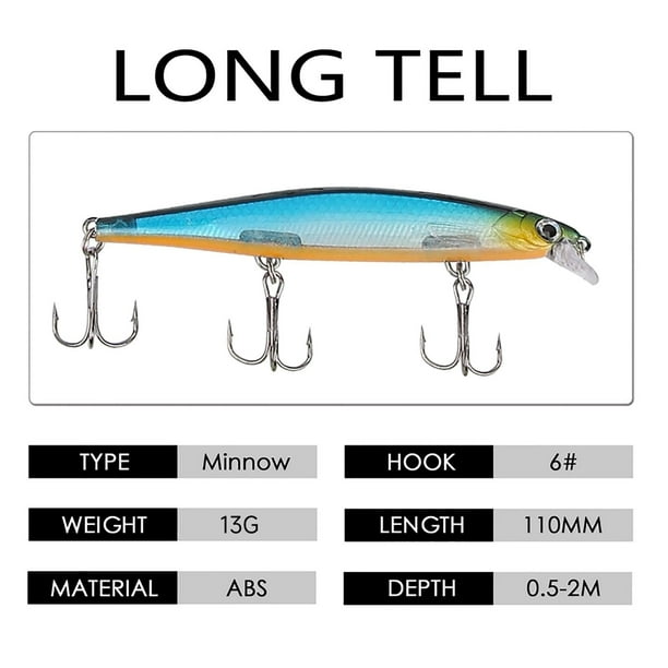 Bingirl Minnow Fishing Lures 11cm 13g Long-casting Artificial