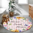thumbnail image 3 of Spring Wildflowers Round Area Rug 3Ft Washable Small Circle Rugs for Kitchen Entryway, Watercolor Floral Butterflies Pink Plaid Non-Slip Carpet Floor Mats Indoor Outdoor Carpet Runner Home Decor, 3 of 8