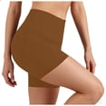 thumbnail image 4 of Mifsaly Biker Shorts Women Tummy Control High Waisted Yoga Shorts with Pockets See-Through Squat Proof Athletic Workout Trendy Outfits Khaki,L, 4 of 7