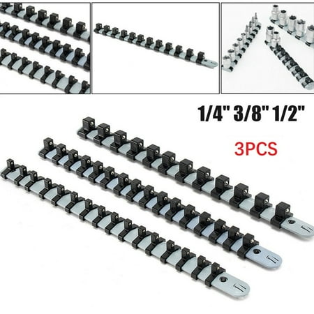 

3pcs/set Plastic Socket Tray Rail Rack Storage Holder Organizer 1/4 3/8 1/2 inch