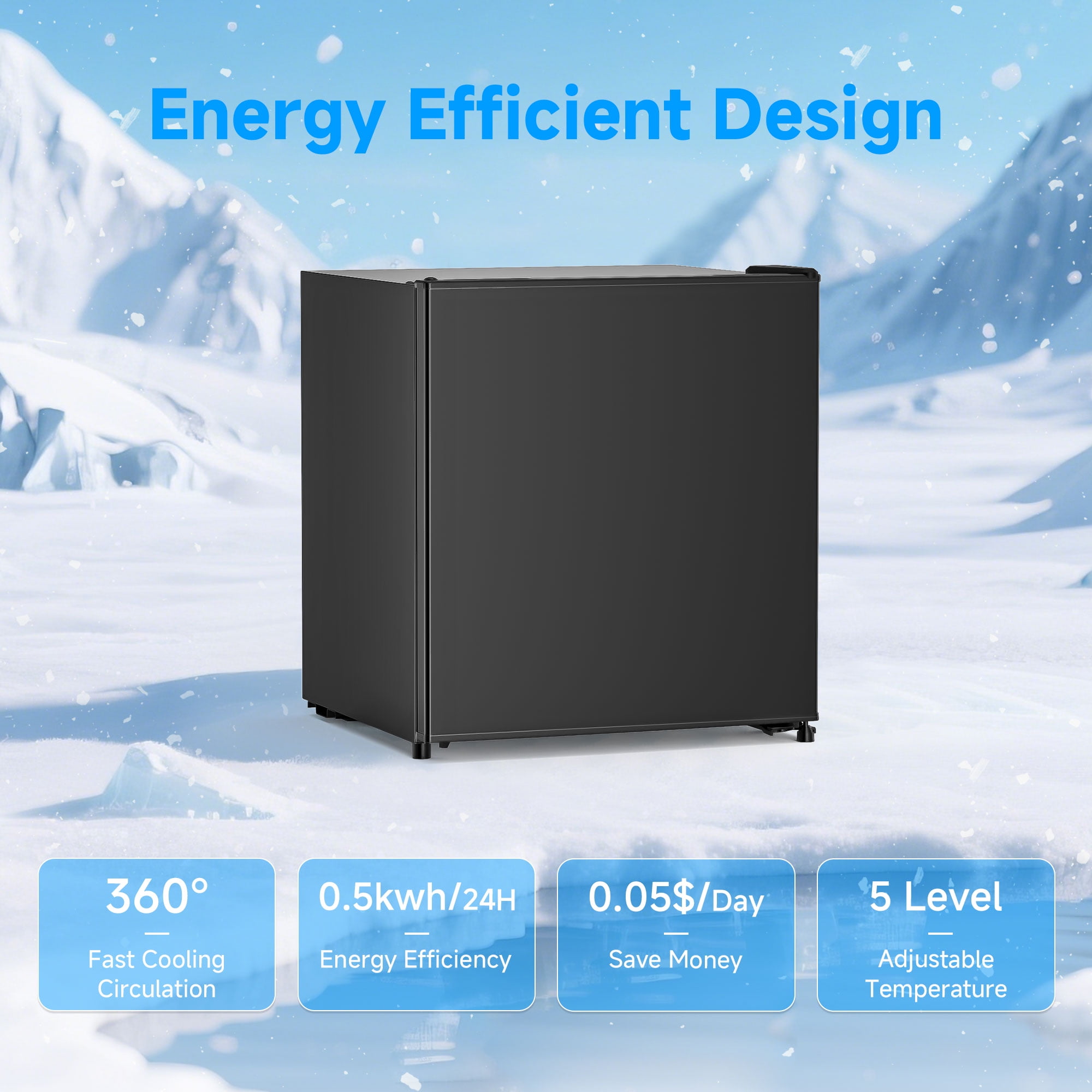 Aootek 1.6 Cu ft Single Door Mini Fridge with Freezer , Compact Refrigerator for Dormitory，Bedroom，Apartment，Office, Black