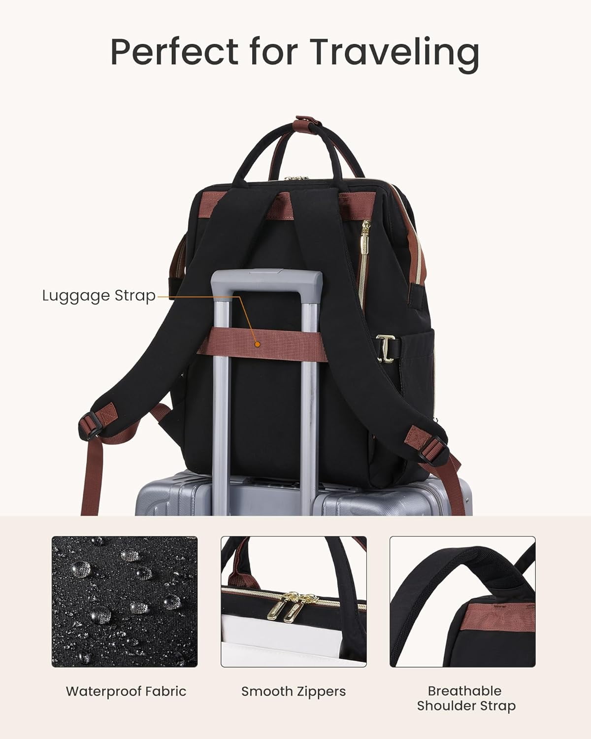 LOVEVOOK Laptop Backpack for Women with Giant Tumbler Holder Pocket, 15.6 inch Travel Work Backpack Purse for Nurse Teacher, Waterproof Bag College Bookbag Cute Casual Daypack