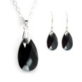 thumbnail image 1 of Juego de aretes y cadena ZVEZDA plata mexicana ley .925 negro, 1 of 5