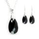 thumbnail image 1 of Juego de aretes y cadena ZVEZDA plata mexicana ley .925 negro, 1 of 5