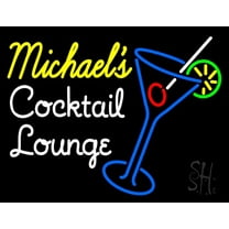 Cocktail Lounge With Martini Glass LED Neon Sign 15 x 19 - inches, Clear Edge Cut Acrylic Backing, with Dimmer - Bright and Premium built indoor LED Neon Sign for Bar decor.