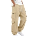 thumbnail image 2 of Yongwang Men's Corduroy Cargo Joggers Pants Drawstring Elastic Waist Pants Casual Tapered Pants with Pockets, 2 of 9
