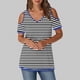 thumbnail image 2 of Tops de Algodón para Mujeres Tira Impresa Manga Corta Cuello en V Fuera Del Hombro, Top de Moda para el Uso Diario, 2 of 9