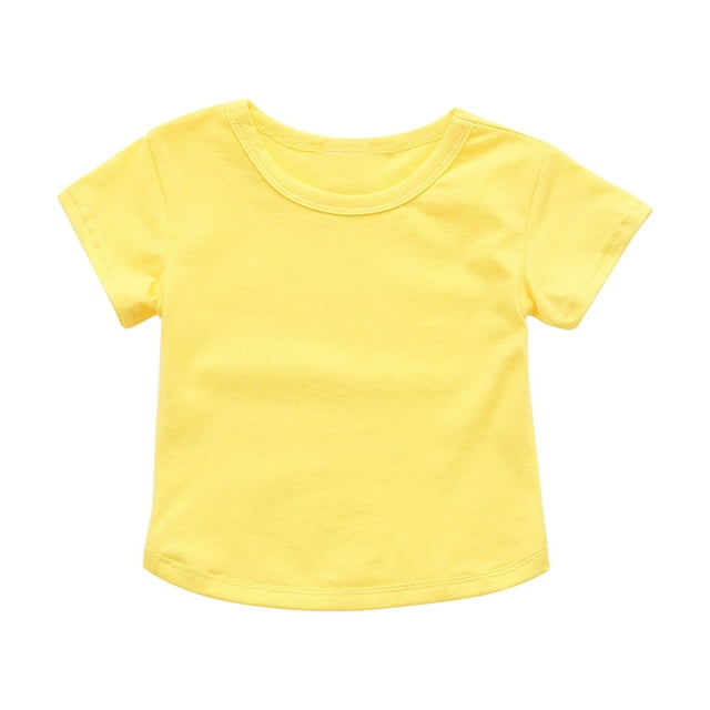 Yanlir Hauts à Rayures pour Filles Enfants Été Décontracté Mignon Manches Courtes Col Rond T-Shirt Graphique Respirant 1-7 Ans pour Usage Quotidien (Jaune3, 2 Ans)