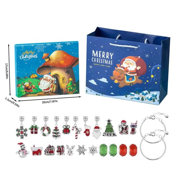 Calendario de Adviento para niñas, cuenta atrás de Navidad, pulseras de Adviento DIY, accesorios de regalo de Navidad, 2023