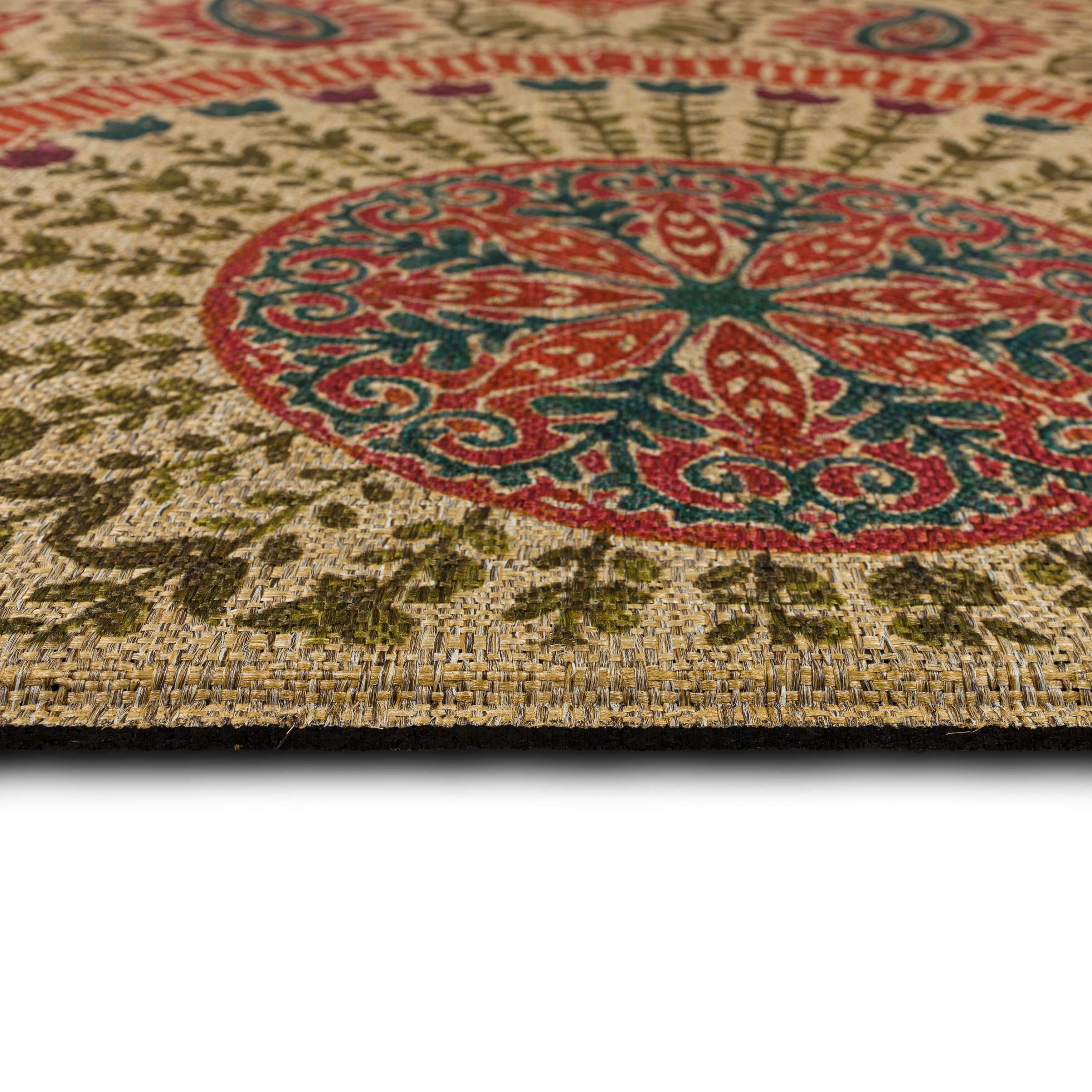 Mainstays Paisley Crescent Low Pile All Weather Rubber Backed Slice Doormat, Multi, '24 x 36'