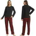 thumbnail image 2 of LNFINTDO Matching Couple Pajama Set, Matching Pjs for Couples, Plaid Pajama Set for Women and Men Soft Warm Fleece Shirt and Pants Sleepwear Set, Red Plaid, Medium, 2 of 7