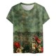 thumbnail image 4 of Puntoco Liquidación de blusas cortas para mujer Blusas estampadas de moda para mujer Camiseta de manga corta Cuello redondo, 4 of 4