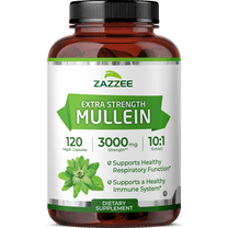 Zazzee Extra Strength Mullein 10:1 Extract – 3000 mg Strength – 120 Vegan Capsules – Supports Respiratory Health – 4-Month Supply – 100% Pure Leaf, All-Natural, Non-GMO, Made in USA