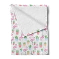 thumbnail image 2 of Cactus Soft Flannel Fleece Throw Blanket, Flamingos and Sleeping Plants in Pots Children Cartoon Pattern Tropical Bird, Cozy Plush for Indoor and Outdoor Use, 50" x 60", Multicolor, by Ambesonne, 2 of 5