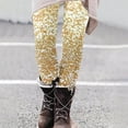 thumbnail image 2 of ClodeEU Women's Sparkly Printed Leggings,High Waisted Shiny Leggings Pant,Trendy Legging Yellow 01,Womens Plus XXL, 2 of 7