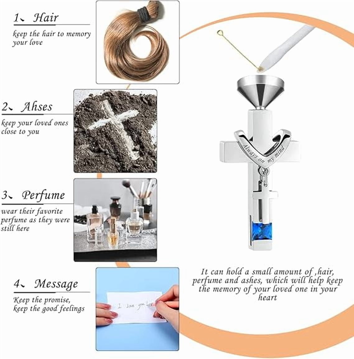 6 Pack Personalized Urn Necklace for Ashes Keepsake Cremation Heart Cross Cubic Jewelry for Ashes Stainless Steel Memorial 6 Styles Urn Necklace