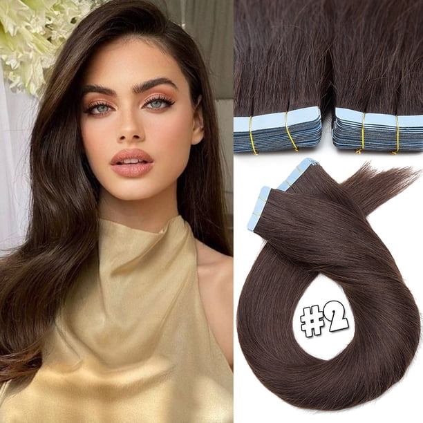 20 Inch Human Hair Tape-In Extensions 50g Straight Seamless Double Sided Amazon.com : Body Wave Tape in Hair Extensions Human Hair  main image 4