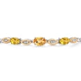 thumbnail image 3 of Gem Stone King 925 Silver and 10K Yellow Gold Yellow Citrine and Lab Grown Diamond Bracelet for Women | 1.68 Cttw | Gemstone November Birthstone | Oval Checkerboard 7X5MM | Fully Adjustable 9", 3 of 5